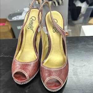 Caparros Women's Elegant Brown Slingback Heels 4 inch heels